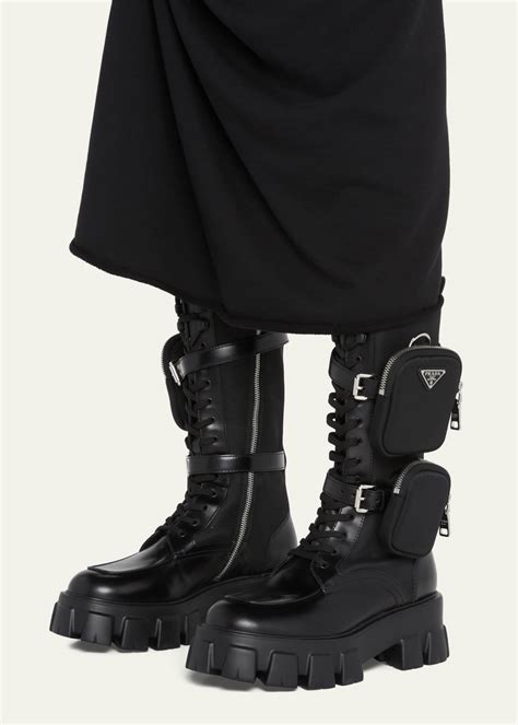 prada tall suede boots|Prada tall combat boots.